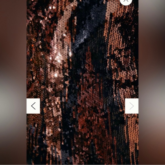 Anthropologie Strapless Sequin Mini Dress in Rose Gold, Black, & Rust Streak I 4 - Picture 7 of 10